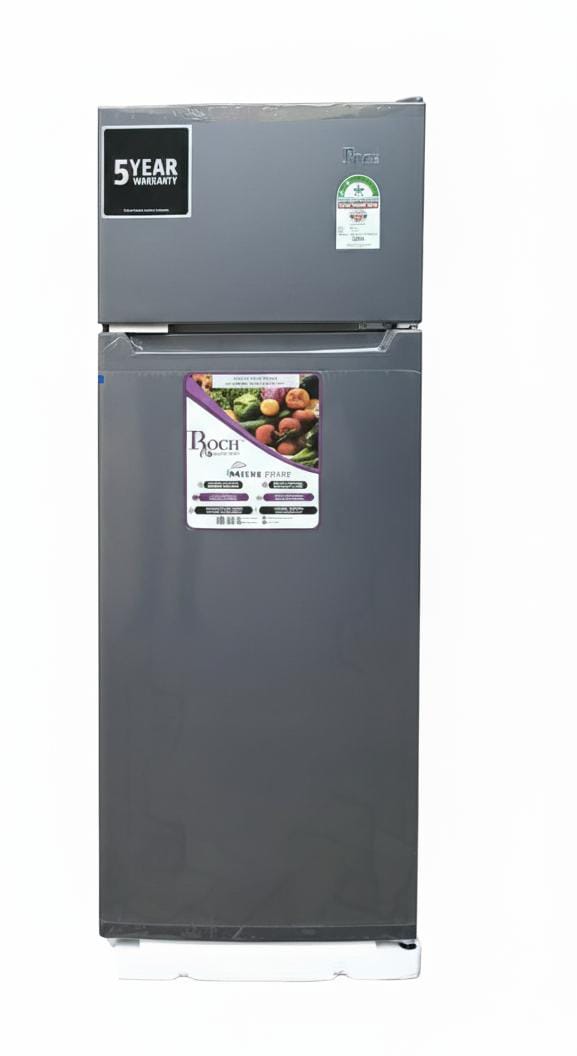 Roch RFR-256-DT-I Double Door Refrigerator  211 Litres  Direct Cool  Energy Efficient  LED Lighting  Adjustable Glass Shelves