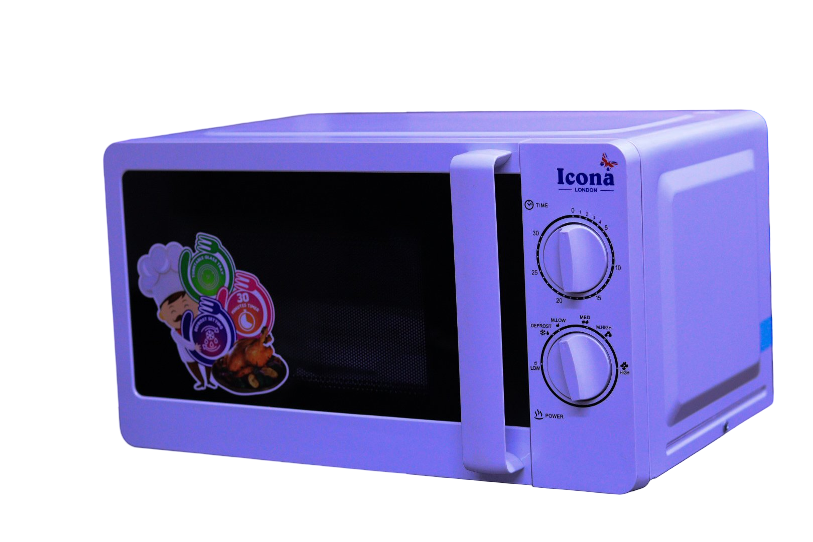 ICONA ILMO-2015XW 20L Microwave Oven  Compact Manual Timer Defrost Function Energy Efficient