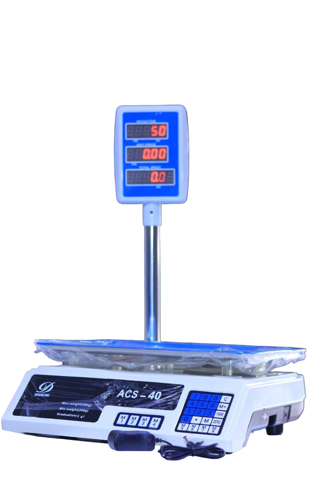 ACS 40Kg Digital Weighing Scale  Heavy-Duty Electronic Scale with LED Display  Rechargeable Battery